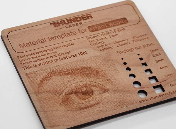 laser engraved message on wood for a material sample