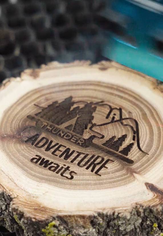 laser custom tree bark coaster