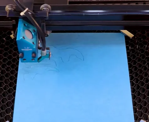 laser cutting blue non woven fabric ornaments