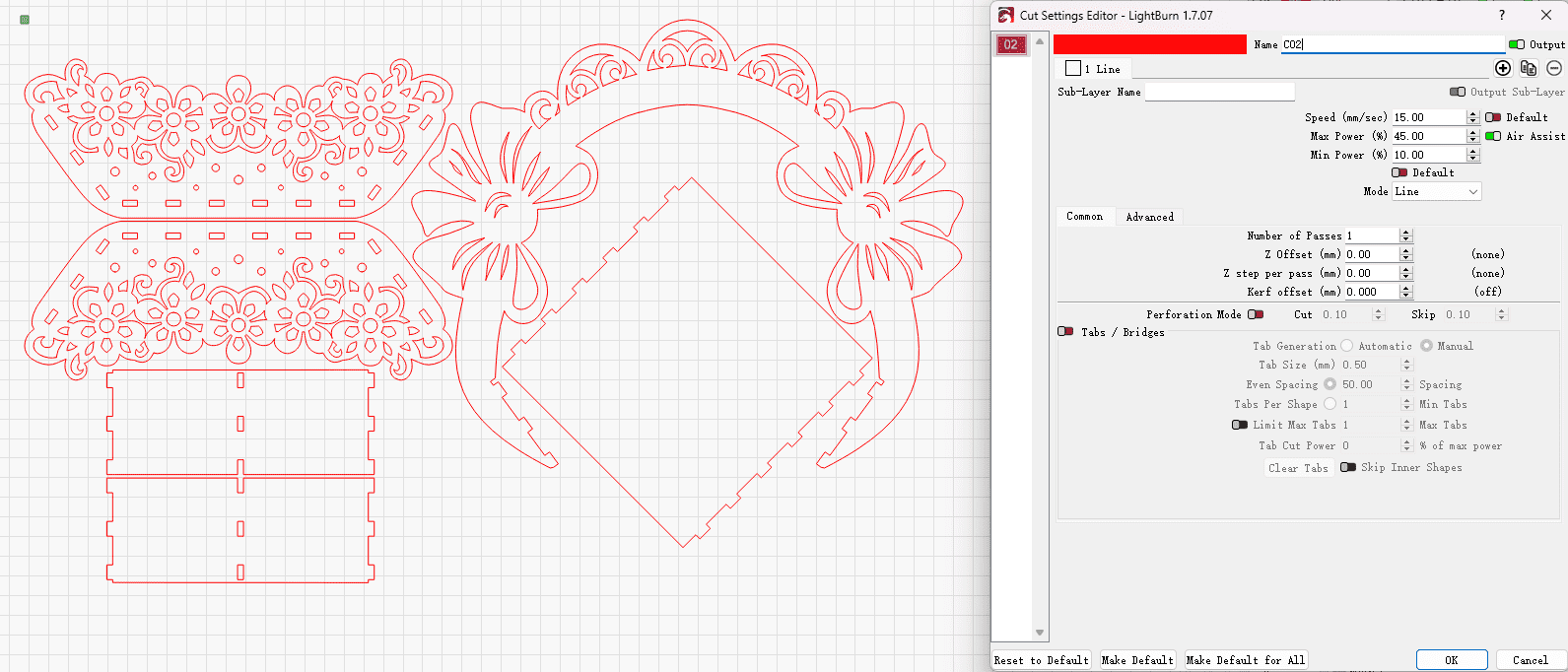 laser cutting easter egg basket setting