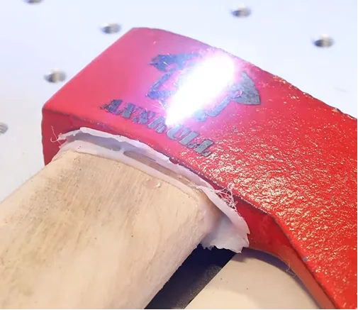 laser marking coated metal red axe
