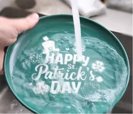 wash StPatricks Day plates