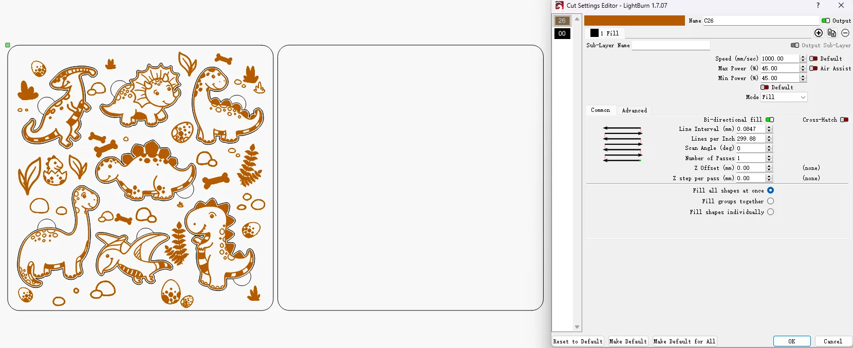 laser cutting dinosaur puzzle setting