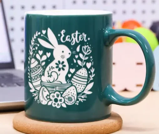 laser etching Easter mug done