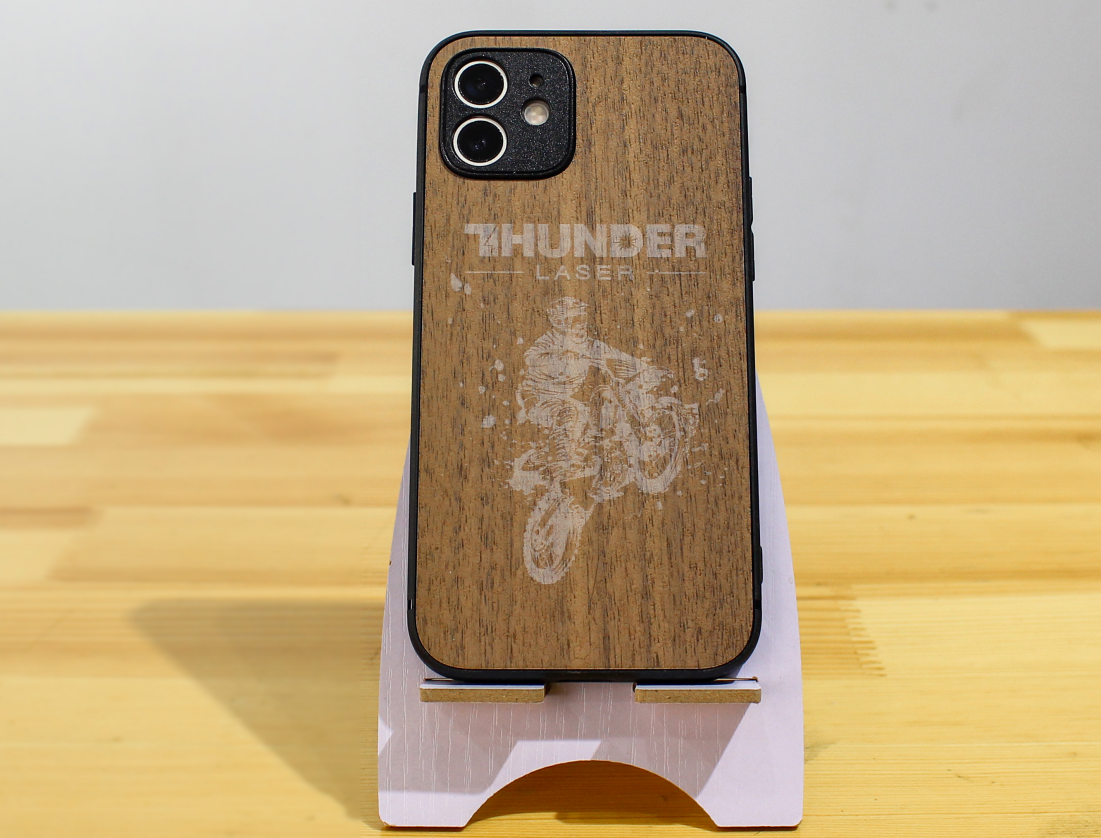 Laser engraved phone case wood