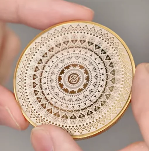 laser marking mandala coin done