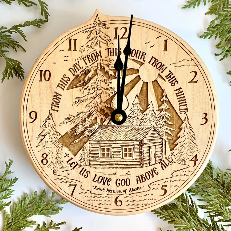 Laser cut Wooden Clock @St. Herman
