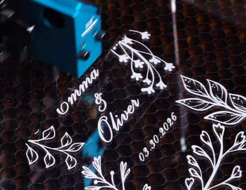 laser engraving the wedding card box