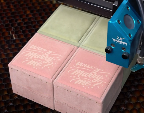 Laser engraving the flannel ring box