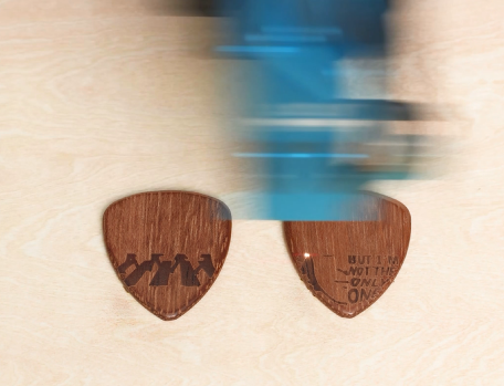 laser engraving the custom guitar picks
