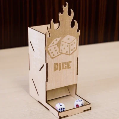 A well cut wooden dice tower
