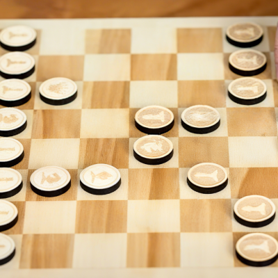 A well cut wooden international chess