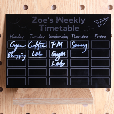 A well engraved acrylic weekly planner