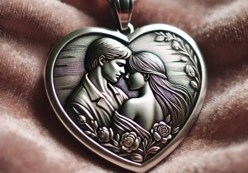 Laser engraved metal valentine's pendant