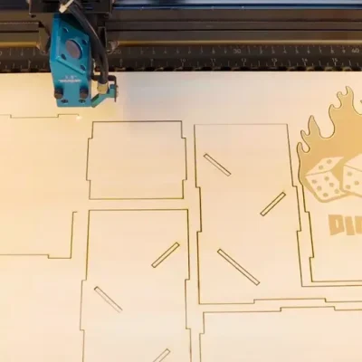 Laser engraving&cutting the wooden dice tower
