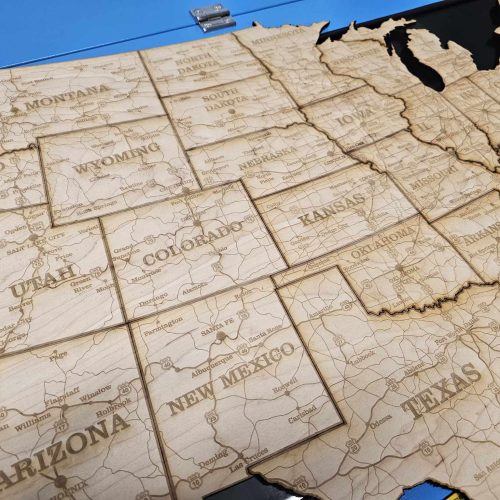 laser engraved map