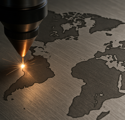 laser engraving metal map